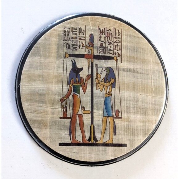Box Of 6 VTG Papyrus Coaster Egyptian 4 In. Water Heat Resistant Lined Unused - Picture 8 of 10